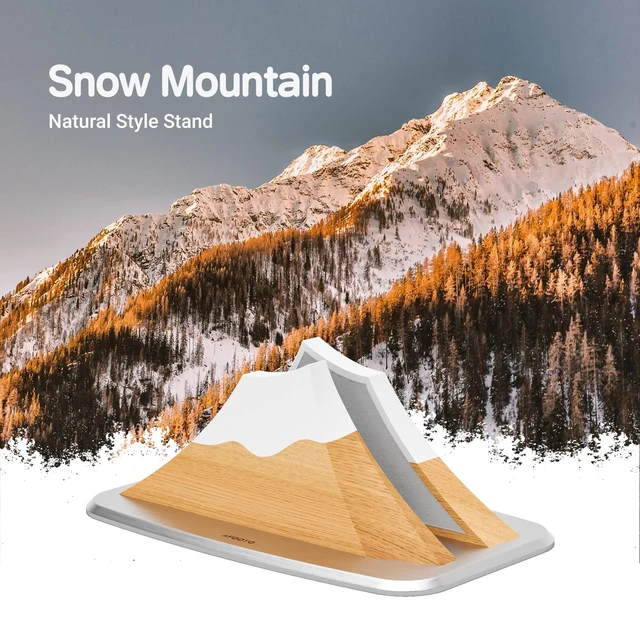 Alt view image 7 of 7 - Vertical Laptop Stand - Snow Peak-Shaped Wooden Holder Dock Compatible with MacBook, Surface, Chromebook, Dell & More - Space-Saving Design for All Laptops