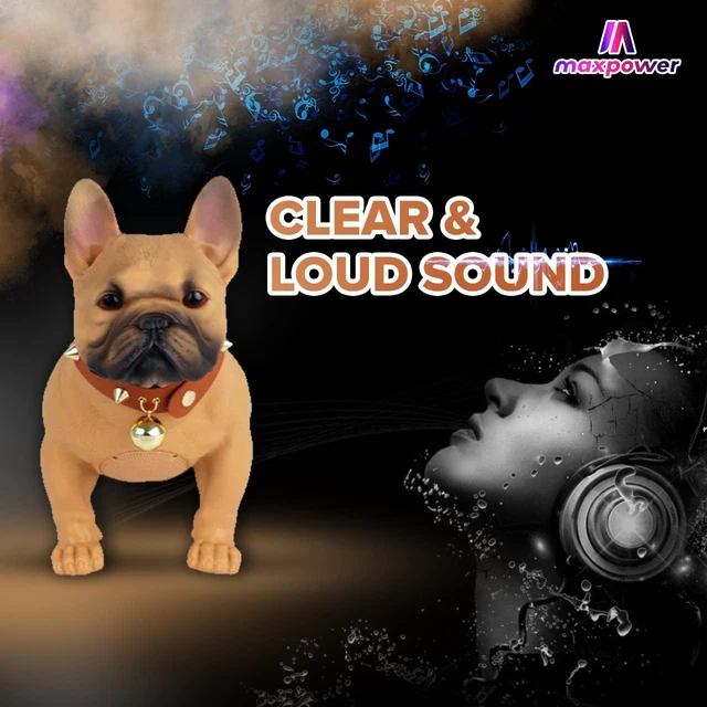 Alt view image 5 of 6 - Bulldog Style Rechargeable Bluetooth Speaker with Built-in FM Radio and USB Charging Cable for Clear and Loud Sounds, Brown