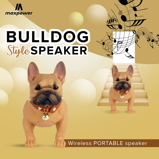 Alt view image 2 of 6 - Bulldog Style Rechargeable Bluetooth Speaker with Built-in FM Radio and USB Charging Cable for Clear and Loud Sounds, Brown
