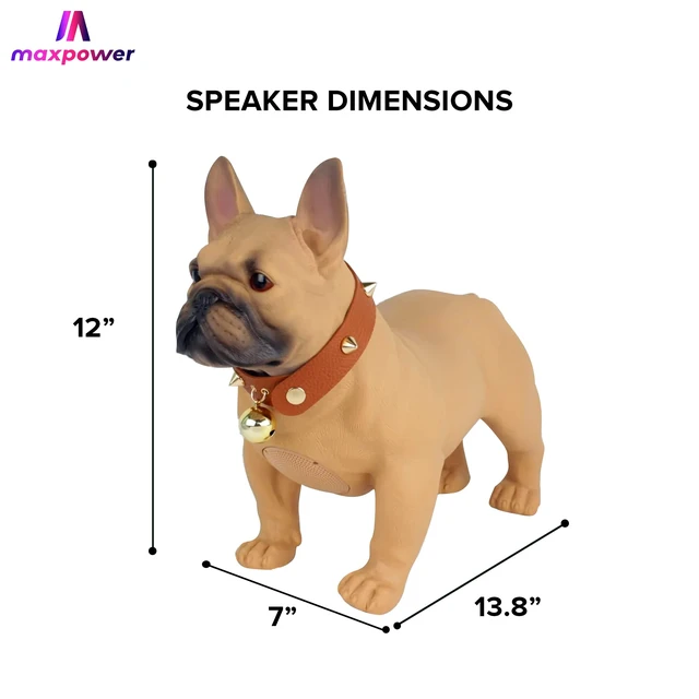Alt view image 3 of 6 - Bulldog Style Rechargeable Bluetooth Speaker with Built-in FM Radio and USB Charging Cable for Clear and Loud Sounds, Brown