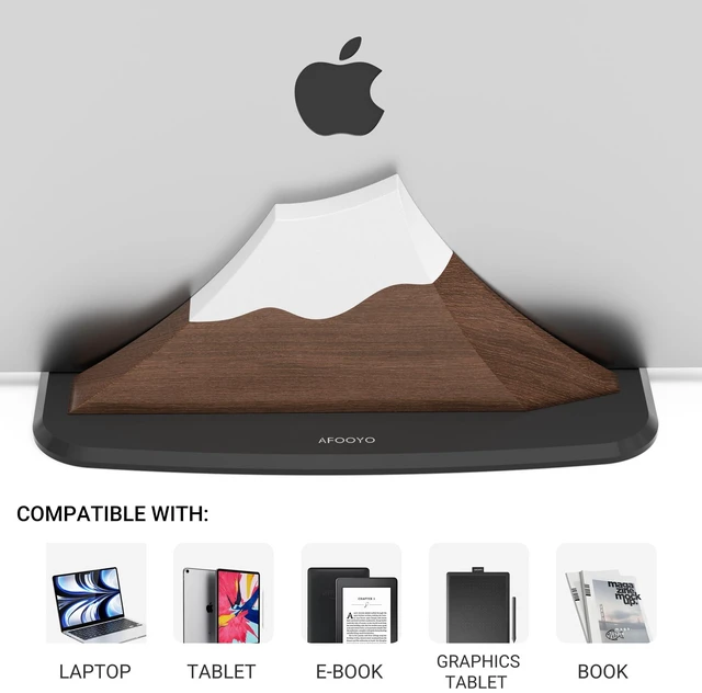 Alt view image 2 of 7 - Vertical Laptop Stand - Snow Peak-Shaped Wooden Holder Dock Compatible with MacBook, Surface, Chromebook, Dell & More - Space-Saving Design for All Laptops,Walnut Finish