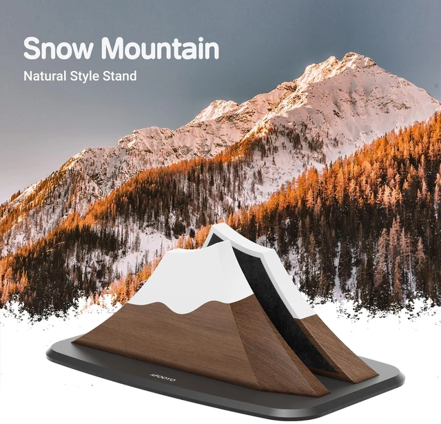 Alt view image 3 of 7 - Vertical Laptop Stand - Snow Peak-Shaped Wooden Holder Dock Compatible with MacBook, Surface, Chromebook, Dell & More - Space-Saving Design for All Laptops,Walnut Finish