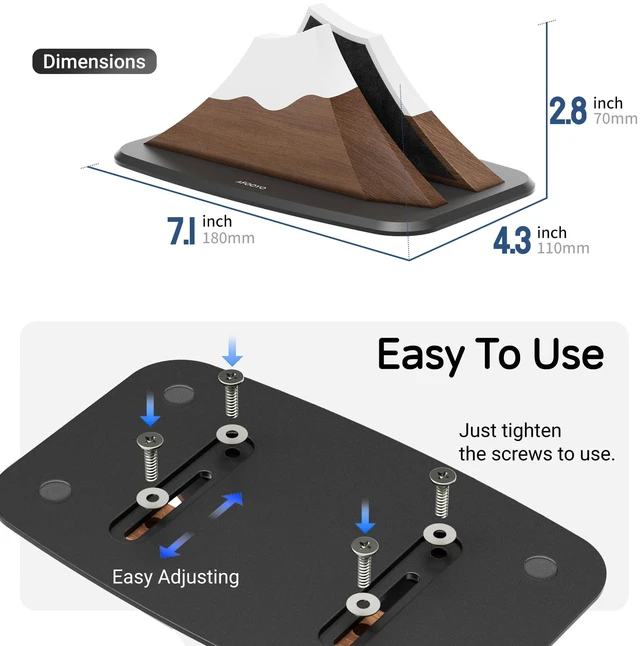 Alt view image 7 of 7 - Vertical Laptop Stand - Snow Peak-Shaped Wooden Holder Dock Compatible with MacBook, Surface, Chromebook, Dell & More - Space-Saving Design for All Laptops,Walnut Finish