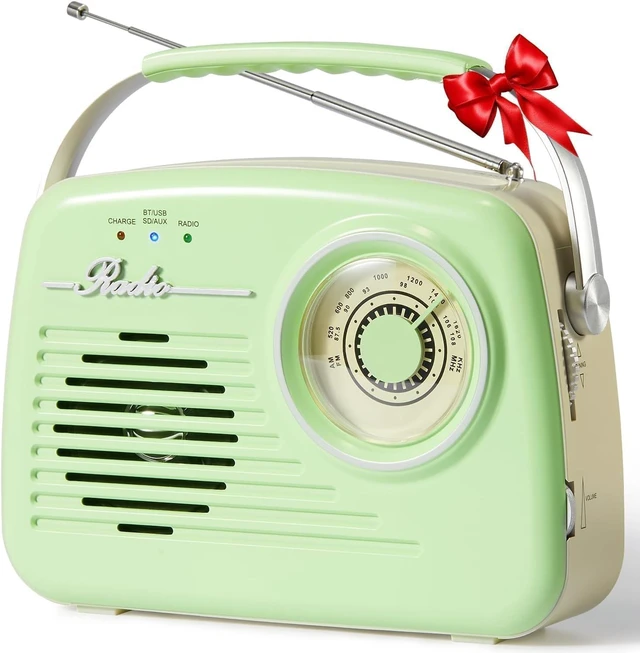Main image of Radios Portable AM FM, Battery Powered, Retro Vintage Radio with Bluetooth, Easy to Use Large Dial for Home/Outdoor/Kitchen (Green)