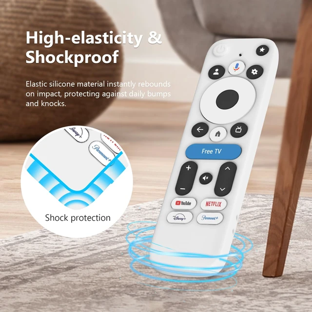 Alt view image 4 of 6 - Cover for onn Google TV 4K Pro 2024 Remote, White Silicone Case 2024 Model, Android TV Box Compatible, Protective Skin Protector