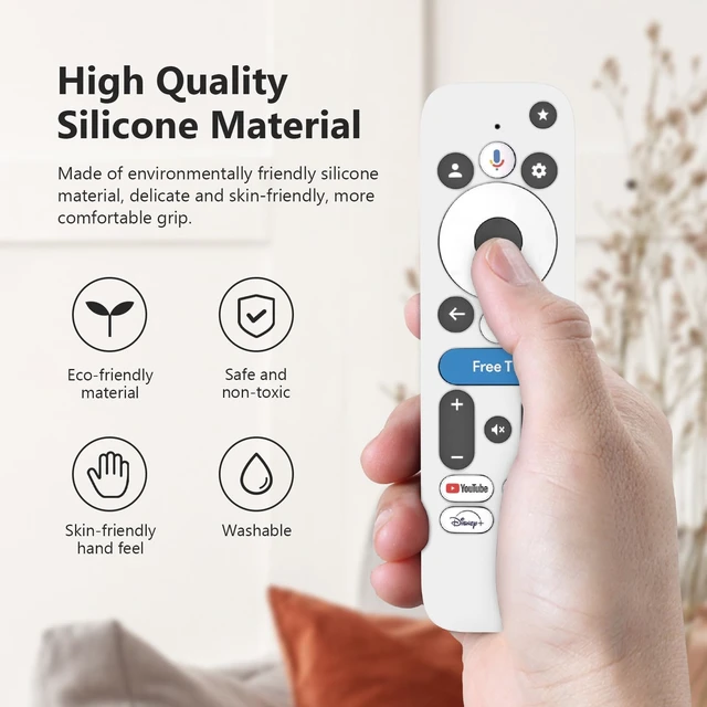 Alt view image 2 of 6 - Cover for onn Google TV 4K Pro 2024 Remote, White Silicone Case 2024 Model, Android TV Box Compatible, Protective Skin Protector