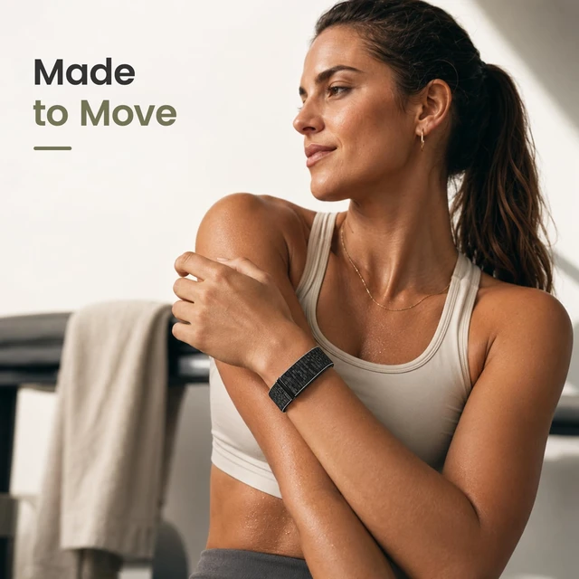 Alt view image 6 of 7 - Nylon Band Compatible with Amazfit Helio Strap and Helio Strap Pro Soft Breathable Sport Nylon, Adjustable Loop Fit, Metal Bumper Case, Overlay Covered Design