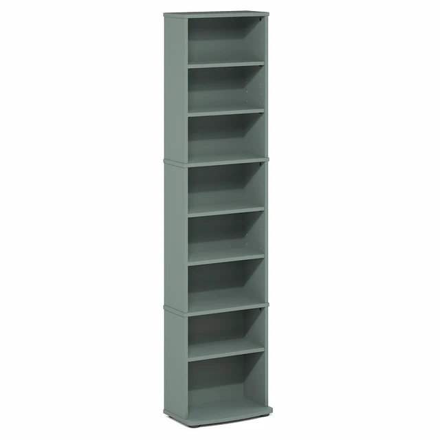 Alt view image 7 of 7 - Jaya DVD Shelf, 8-Tier Tall Narrow CD Rack, Light Sage Media Shelf with Adjustable Shelves, Storage Cabinets for CD Bluray Game Disc, Easy Assembly, for Living Room, Home Office