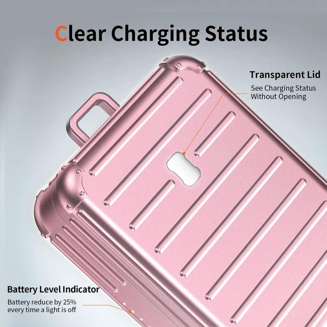Alt view image 5 of 6 - Funny Suitcase Charging Case for Oura Ring Gen 5/4/3 Charger, 1000mAh Portable Travel Power Station Fits All-Sized Oura Ring 5/4/3, 30-Day Runtime (Official Charger NOT Included) (Pink)
