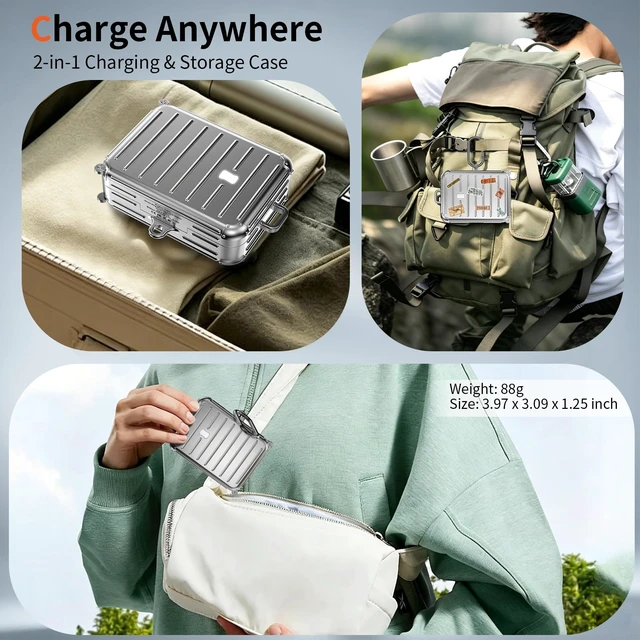 Alt view image 6 of 6 - Funny Suitcase Charging Case for Oura Ring Gen 5/4/3 Charger, 1000mAh Portable Travel Power Station Fits All-Sized Oura Ring 5/4/3, 30-Day Runtime (Official Charger NOT Included) (Silver)