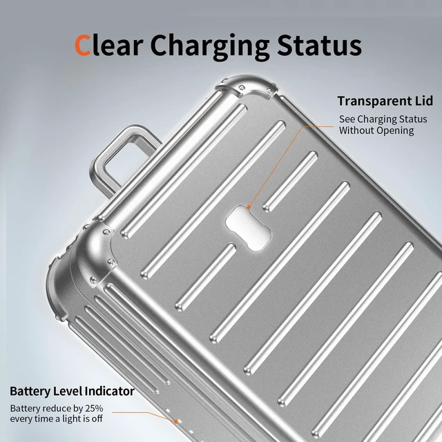 Alt view image 5 of 6 - Funny Suitcase Charging Case for Oura Ring Gen 5/4/3 Charger, 1000mAh Portable Travel Power Station Fits All-Sized Oura Ring 5/4/3, 30-Day Runtime (Official Charger NOT Included) (Silver)