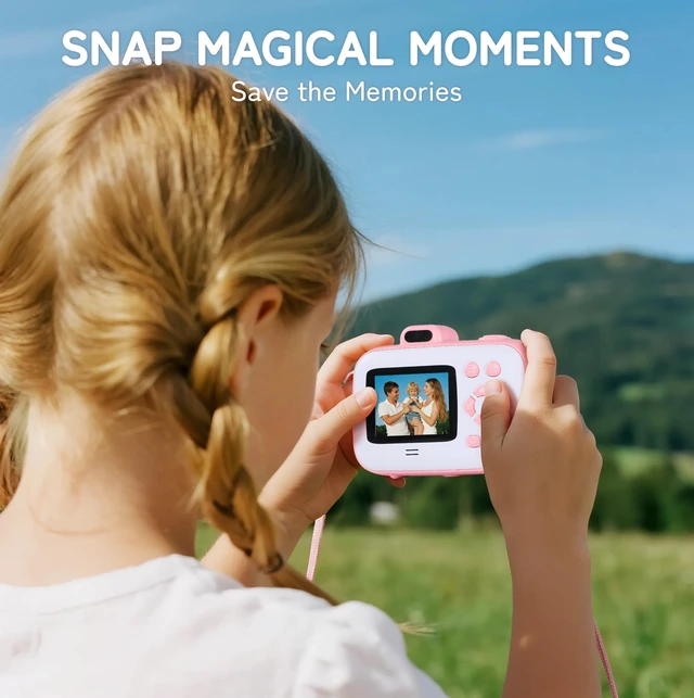 Alt view image 2 of 7 - Instant Camera for Kids with Print Paper, 1080P HD Kids Camera Instant Print with 32GB SD Card, Girls Toys for Ages 5-7, Birthday Gifts for 5 6 7 8 9 Year Old Girls