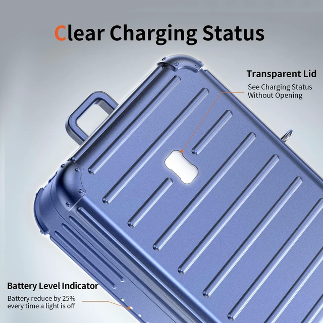 Alt view image 5 of 6 - Funny Suitcase Charging Case for Oura Ring Gen 5/4/3 Charger, 1000mAh Portable Travel Power Station Fits All-Sized Oura Ring 5/4/3, 30-Day Runtime (Official Charger NOT Included) (Blue)