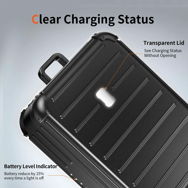 Alt view image 5 of 6 - Funny Suitcase Charging Case for Oura Ring Gen 5/4/3 Charger, 1000mAh Portable Travel Power Station Fits All-Sized Oura Ring 5/4/3, 30-Day Runtime (Official Charger NOT Included) (Black)