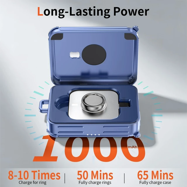 Alt view image 3 of 6 - Funny Suitcase Charging Case for Oura Ring Gen 5/4/3 Charger, 1000mAh Portable Travel Power Station Fits All-Sized Oura Ring 5/4/3, 30-Day Runtime (Official Charger NOT Included) (Blue)