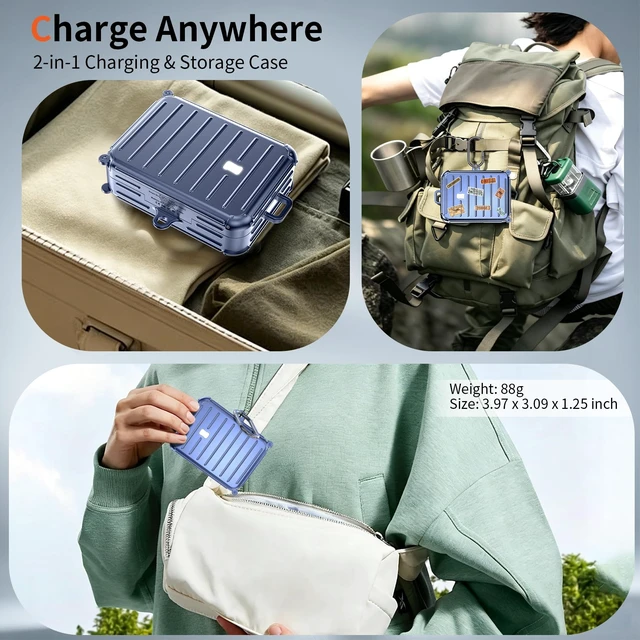 Alt view image 6 of 6 - Funny Suitcase Charging Case for Oura Ring Gen 5/4/3 Charger, 1000mAh Portable Travel Power Station Fits All-Sized Oura Ring 5/4/3, 30-Day Runtime (Official Charger NOT Included) (Blue)