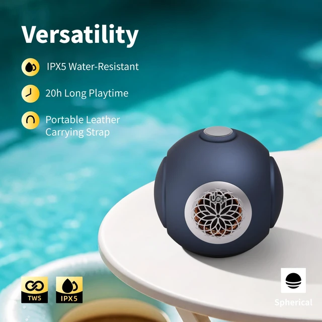 Alt view image 6 of 7 - dBMiNi Waterproof Portable Bluetooth Speaker, 40W Peak Dual Subwoofers Deep Bass Wireless Speaker for Outdoor/Garage/Home/Office, IPX5 Rugged Travel Speaker (Graphite Grey)