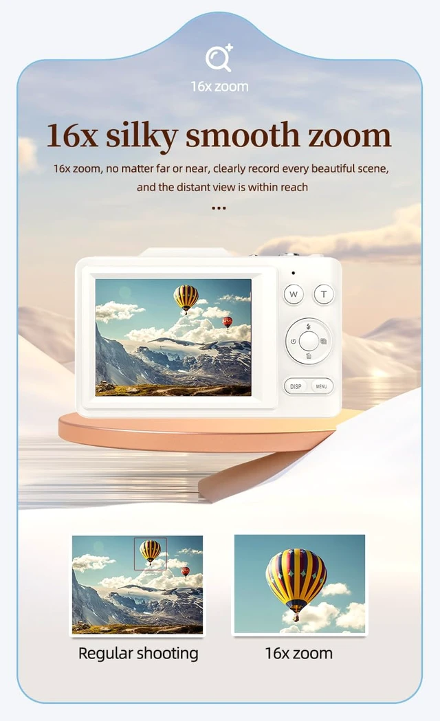 Alt view image 5 of 7 - 4K 48MP Digital Camera for Kids, 16X Zoom, 32GB Card Point and shoot compact camera, autofocus, anti-shake, fill light and creative filters. Gift for kids, teens and beginners