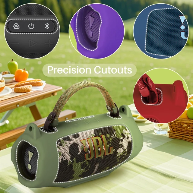 Alt view image 5 of 7 - Silicone Cover Compatible with JBL Charge 6 Portable Speaker Precisely Tailored Silicone Cover, Anti-Slip Texture, Shock Buffer Protection, Lightweight Carry, Squad Green Cover