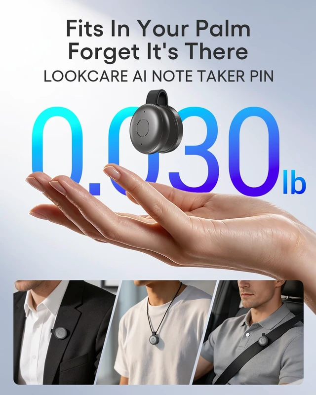 Alt view image 2 of 7 - AI Voice Recorder, Wearable AI Note Taker, Transcribe & Summarize Coin-Sized Magnetic AI Note Taker for Meetings, Interviews & Team Collaboration, 118 Languages, App Control, USB-C Charging