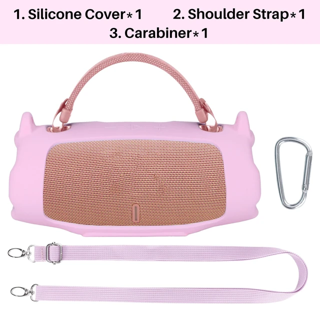Alt view image 3 of 7 - Silicone Cover Compatible with JBL Charge 6 Portable Speaker Precisely Tailored Silicone Cover, Anti-Slip Texture, Shock Buffer Protection, Lightweight Carry, Pink Cover