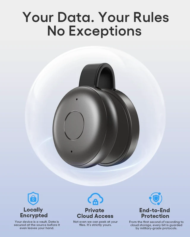 Alt view image 3 of 7 - AI Voice Recorder, Wearable AI Note Taker, Transcribe & Summarize Coin-Sized Magnetic AI Note Taker for Meetings, Interviews & Team Collaboration, 118 Languages, App Control, USB-C Charging