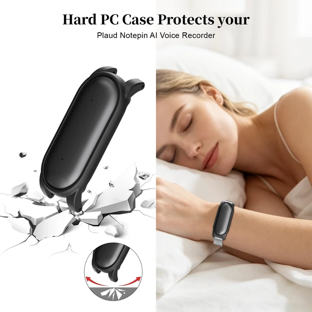 Alt view image 5 of 7 - Compatible with Plaud NotePin & Note Pin S AI Voice Recorder Strap+PC Frame Mesh Loop Wristband Stainless Steel Magnetic Clasp Replacement Band with PC Case for Plaid Notepin Accessories Women Men