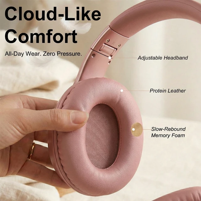 Alt view image 6 of 7 - Wired Over Ear Headphones with Mic, USB-C Adapter, Rose Gold USB-C adapter included, 3.5mm wired connection, comfortable ear cushions, lightweight design for work, calls and daily use