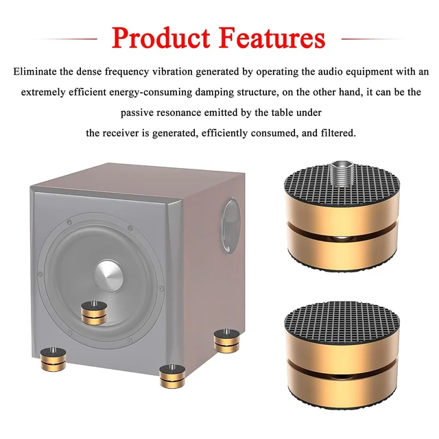 Alt view image 2 of 7 - Audiocrast HiFi Speaker Spikes Stand Feet Shock Absorber Feet Pads Isolation Feet 40mm×23mm Aluminum with Balls for Audio Speaker Subwoofer CD DVD Amplifier Turntable DAC