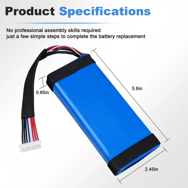 Alt view image 5 of 6 - For JBL Boombox 1 Battery Replacement: Boombox 1st Boombox1 GSP0931134 01 Bluetooth Speaker Battery 7.4V 10000mAh (NOT for Boombox 2 3)