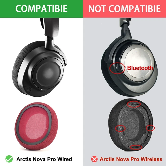 Alt view image 3 of 7 - Mesh Fabric Earpads Replacement Compatible with SteelSeries Arctis Nova Pro Wired, Nova 1/1X/1P/3/3P/3X/4/4P/4X/5/5P/5X/7/7X/7P Headphons,(Do Not Fit Arctis Nova Pro Wireless) (Red)