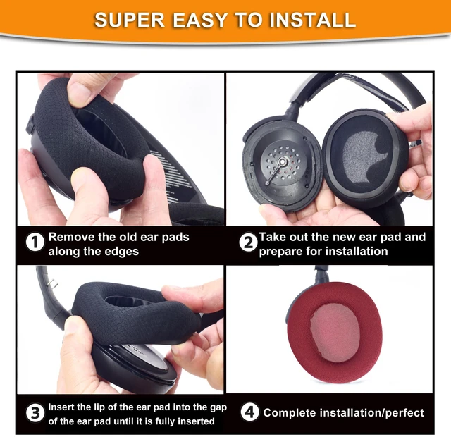 Alt view image 6 of 7 - Mesh Fabric Earpads Replacement Compatible with SteelSeries Arctis Nova Pro Wired, Nova 1/1X/1P/3/3P/3X/4/4P/4X/5/5P/5X/7/7X/7P Headphons,(Do Not Fit Arctis Nova Pro Wireless) (Red)