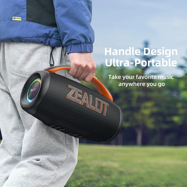 Alt view image 6 of 6 - Portable Bluetooth Speaker, 90W Peak Waterproof Loud Booming Sound Speakers, Dual Pairing, XBass, 20H Playtime, Outdoor Speaker with Handle for Camping, Beach, Party, Backyard(Black)