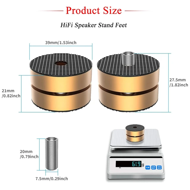 Alt view image 6 of 7 - Audiocrast HiFi Speaker Spikes Stand Feet Shock Absorber Feet Pads Isolation Feet 40mm×23mm Aluminum with Balls for Audio Speaker Subwoofer CD DVD Amplifier Turntable DAC