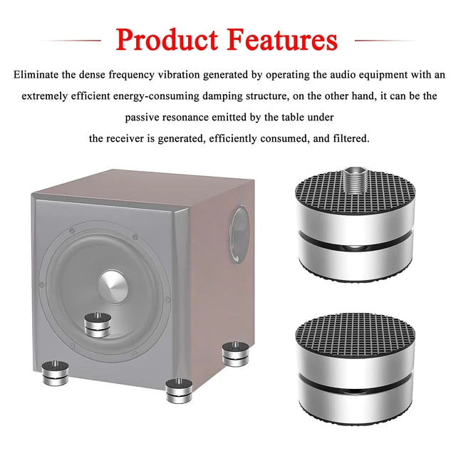 Alt view image 2 of 7 - Audiocrast 4X HiFi Speaker Spike Pad Isolation Feet Stand Feet 40X23MM Shock Absorber with Stainless Steel Ball for Audio Speaker Subwoofer CD DVD Amplifier Turntable DAC