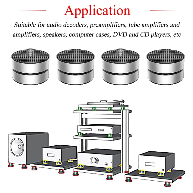 Alt view image 3 of 7 - Audiocrast 4X HiFi Speaker Spike Pad Isolation Feet Stand Feet 40X23MM Shock Absorber with Stainless Steel Ball for Audio Speaker Subwoofer CD DVD Amplifier Turntable DAC