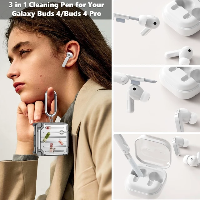 Alt view image 6 of 7 - Compatible with Samsung Galaxy Buds 4 Case/Buds 4 Pro Case Cover, Cute Funny Suitcase Design Case for Galaxy Buds 4 Pro, Fashion Protective Hard Case for Women Men with Keychain (Silver)