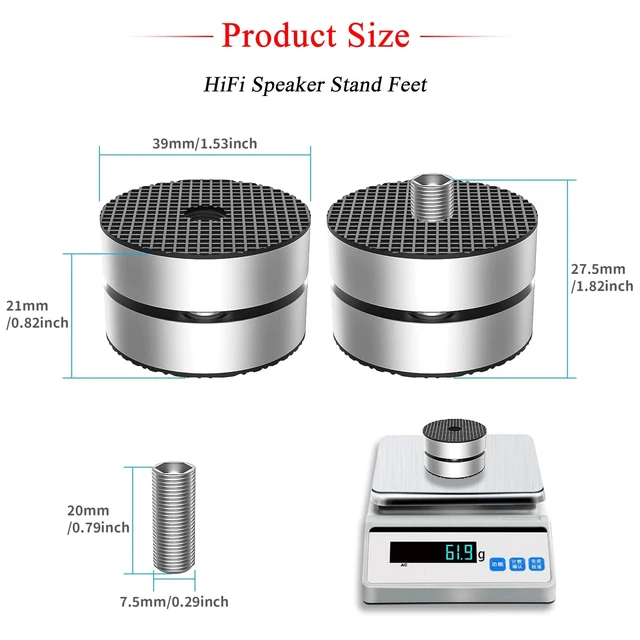 Alt view image 6 of 7 - Audiocrast 4X HiFi Speaker Spike Pad Isolation Feet Stand Feet 40X23MM Shock Absorber with Stainless Steel Ball for Audio Speaker Subwoofer CD DVD Amplifier Turntable DAC