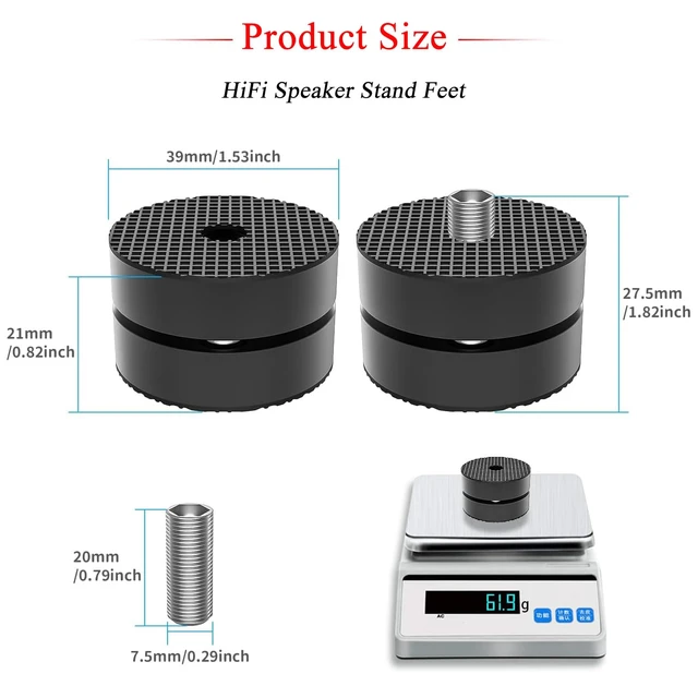 Alt view image 4 of 7 - Audiocrast 4X HiFi Speaker Spikes 40×23mm Speaker Stand Feet Pads HiFi Shock Absorber Feet Aluminum Isolation Feet for Audio Speaker Subwoofer CD DVD Amplifier Turntable DAC