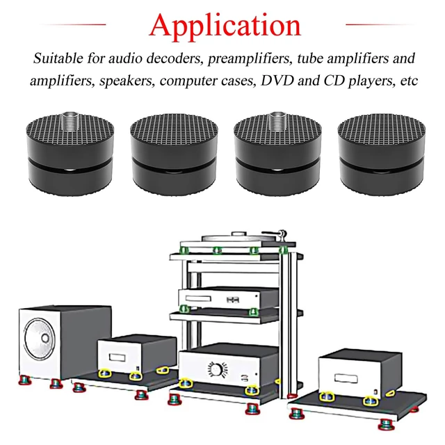 Alt view image 6 of 7 - Audiocrast 4X HiFi Speaker Spikes 40×23mm Speaker Stand Feet Pads HiFi Shock Absorber Feet Aluminum Isolation Feet for Audio Speaker Subwoofer CD DVD Amplifier Turntable DAC