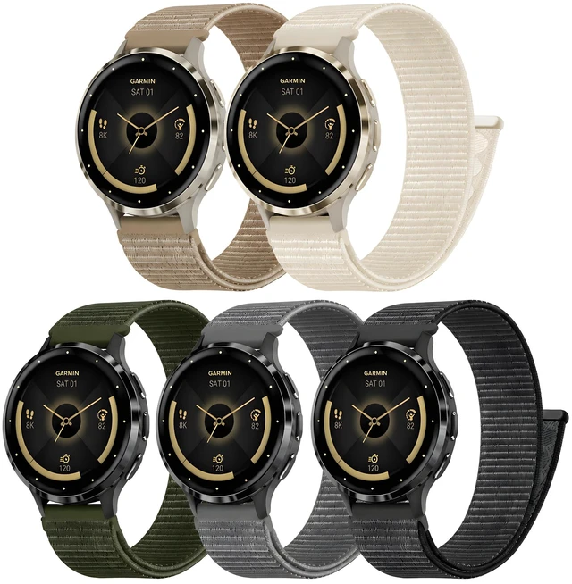 Main image of 5 Pack Sport Loop Nylon Compatible with Garmin Venu 3S/Venu 2S, 18mm Soft Nylon Breathable Washable Replacement Wristband for Vivoactive 4S/Forerunner 255S/265S for Women Men