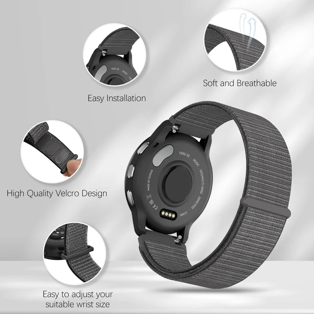 Alt view image 3 of 6 - 5 Pack Sport Loop Nylon Compatible with Garmin Venu 3S/Venu 2S, 18mm Soft Nylon Breathable Washable Replacement Wristband for Vivoactive 4S/Forerunner 255S/265S for Women Men