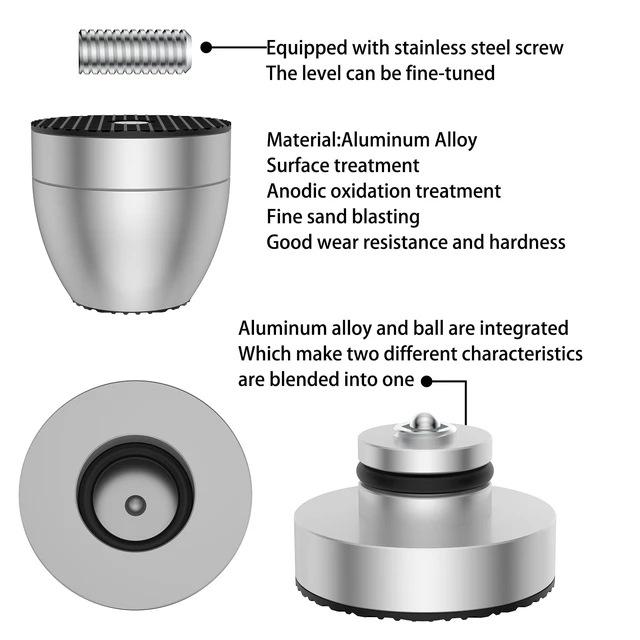 Alt view image 2 of 7 - Audiocrast 4X HiFi Speaker Spike Pads Isolation Stand Feet, IF3033 Speaker Shock Absorber Resonance Cancelling Vibration Dampening Floor Protector 30x33MM with Stainless Steel Beads for Audio Gears