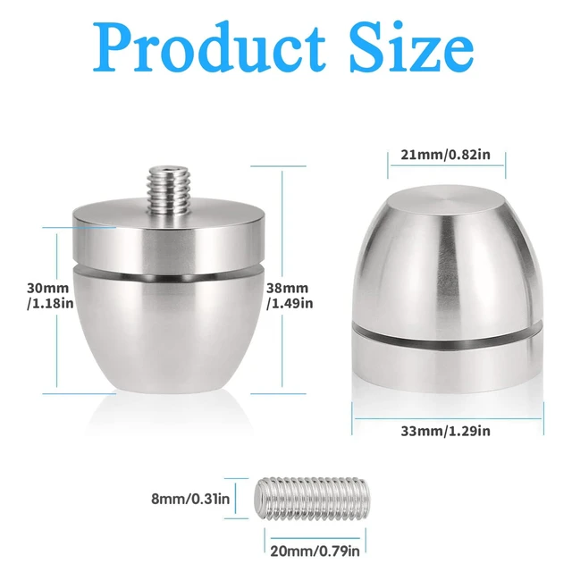 Alt view image 4 of 7 - Audiocrast 4X HiFi Speaker Spike Pads Isolation Stand Feet, IF3033 Speaker Shock Absorber Resonance Cancelling Vibration Dampening Floor Protector 30x33MM with Stainless Steel Beads for Audio Gears