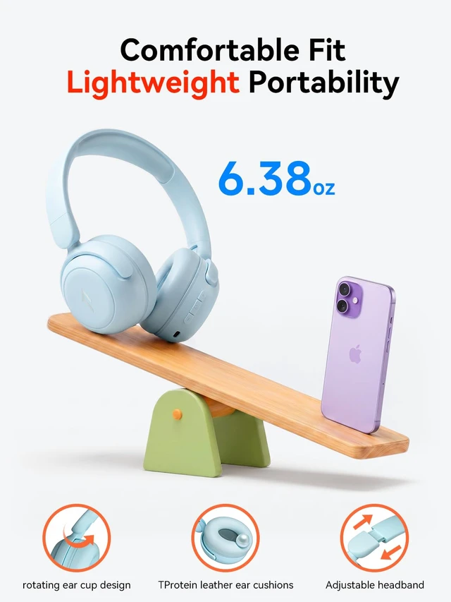 Alt view image 5 of 7 - HQ20 Kids Bluetooth Headphones Over-Ear, 65H Playtime, Built-in Mic 75/85/94dB Volume Limited, Bluetooth 5.3, Stereo Sound, Lightweight Kids Wireless Headphones for Kids Toddler Travel School
