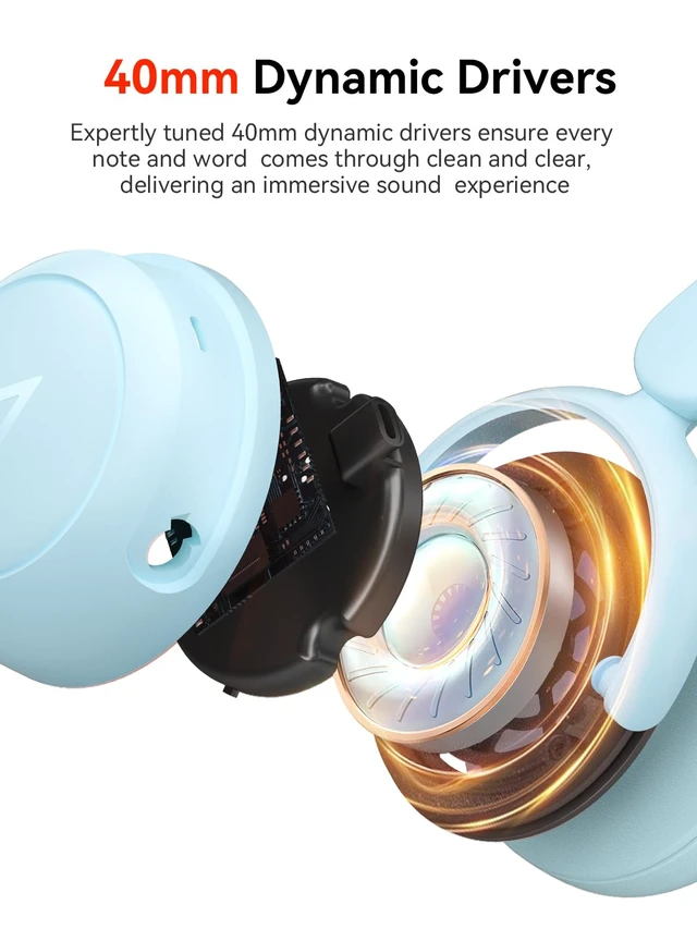 Alt view image 6 of 7 - HQ20 Kids Bluetooth Headphones Over-Ear, 65H Playtime, Built-in Mic 75/85/94dB Volume Limited, Bluetooth 5.3, Stereo Sound, Lightweight Kids Wireless Headphones for Kids Toddler Travel School
