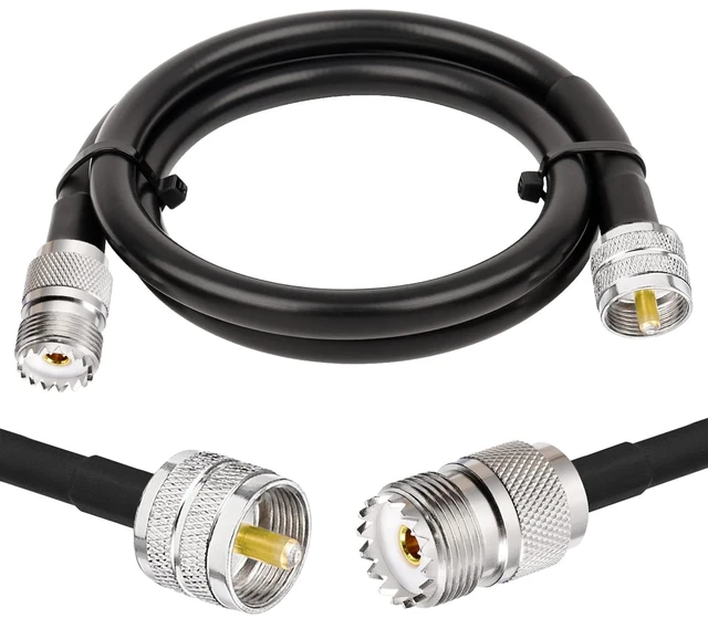 Main image of UHF Female SO239 to UHF Male PL259 Jumper 6ft RG8X Coaxial Cable 50 Ohm PL259 CB Coax Cable for Antenna Ham Shack Duplexer Tuner Dummy Load SWR Meter Switch Monitor etc