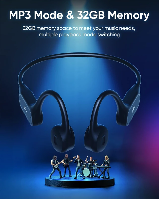 Alt view image 5 of 6 - Swimming Headphones Underwater,Bone Conduction Headphones IP68 Waterproof Wireless Open-Earphone Bluetooth 6.1,Sports Headphone with built-in MP3 player and 32GB storage,for cycling, running,Hiking
