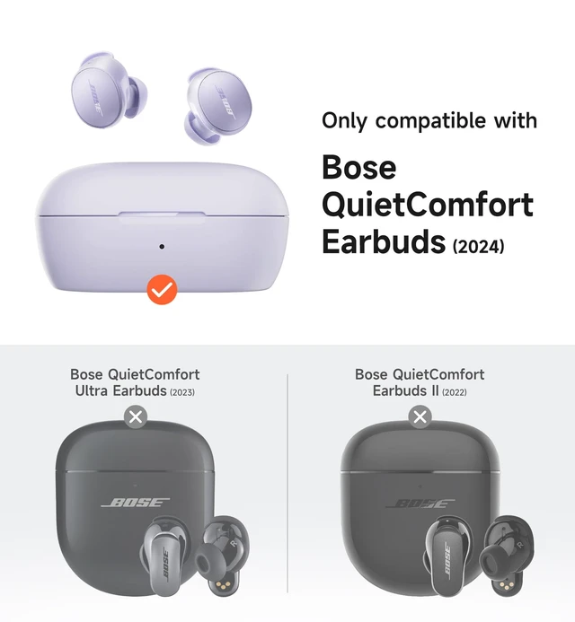 Alt view image 2 of 7 - Magnetic Cases for Bose New QuietComfort Earbuds (2024) Case Cover, Rugged Shockproof Protective Cover for Bose QuietComfort Earbuds with Magnetic Lok & Carabiner & Cleaning Kit, Purple
