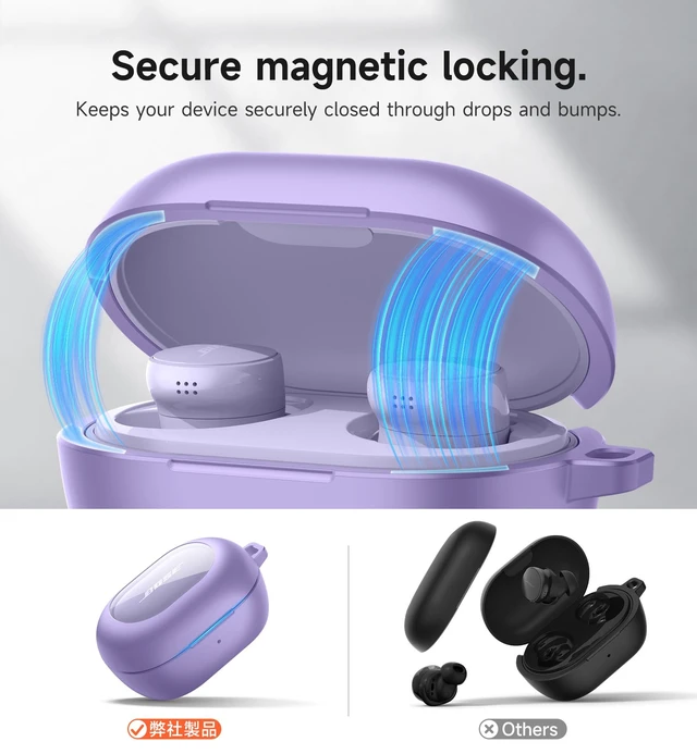 Alt view image 3 of 7 - Magnetic Cases for Bose New QuietComfort Earbuds (2024) Case Cover, Rugged Shockproof Protective Cover for Bose QuietComfort Earbuds with Magnetic Lok & Carabiner & Cleaning Kit, Purple
